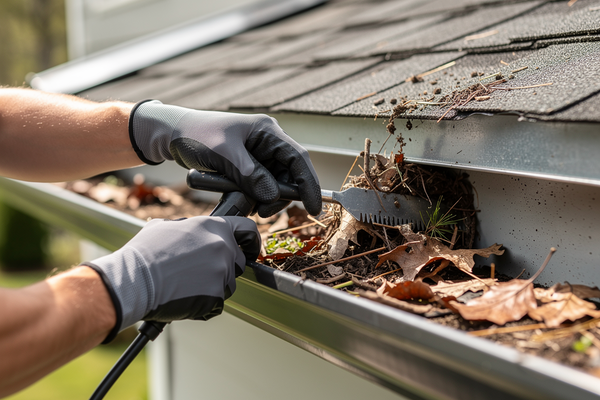 Professional Removing Debris From Gutters